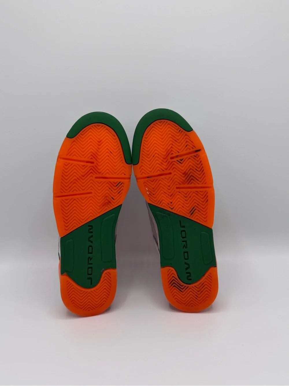 Kids White Athletic Sneakers with Orange & Green Accents